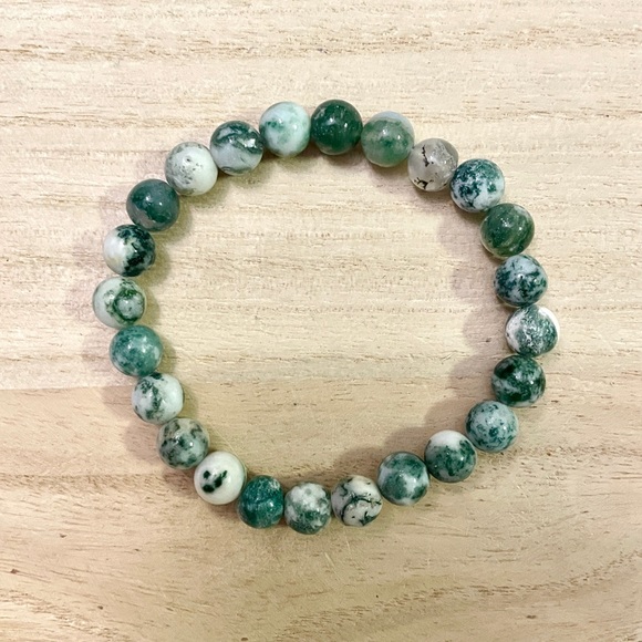 Artisan Jewelry - Tree Agate Beaded Bracelet 8mm